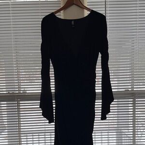 Laundry By Shelli Segal Ruched Black Long Sleeve Dress